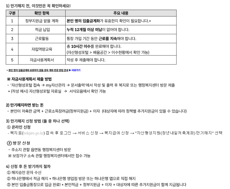 청년내일저축계좌 만기 해지 방법, 실제 수령금액 후기