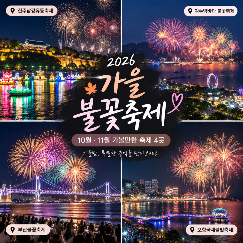 2026년 10월 11월 불꽃축제 일정｜진주·여수·부산·포항 가을 불꽃축제 4곳