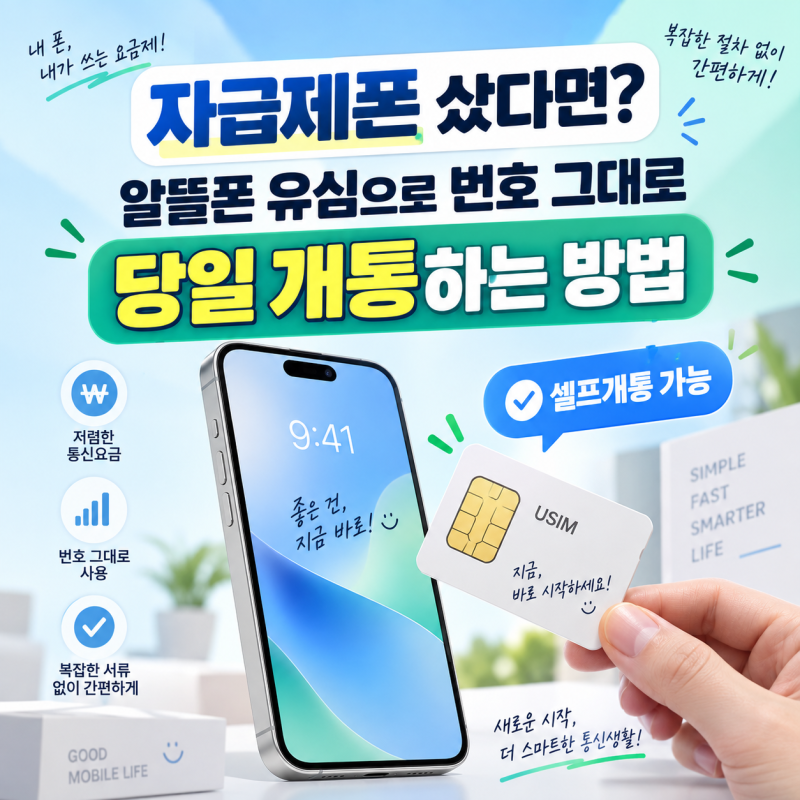 자급제 폰 샀다면? 알뜰폰 유심으로 번호 그대로 당일 개통하는 방법