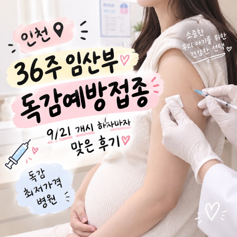 인천 독감예방접종 저렴한곳 병원 정보 및 36주 임산부 독감무료접종 후기