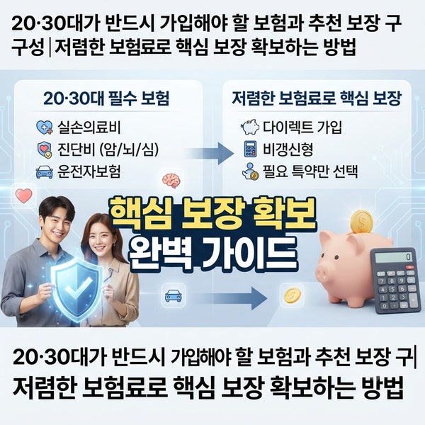 20·30대가 반드시 가입해야 할 보험과 추천 보장 구성｜저렴한 보험료로 핵심 보장 확보하는 ....
