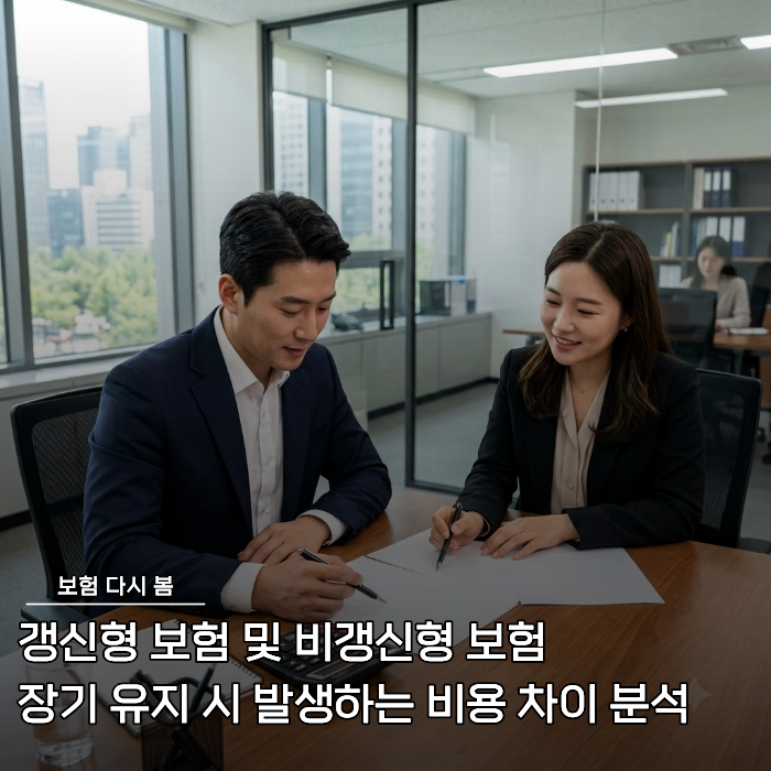 갱신형 보험 및 비갱신형 보험 장기 유지 시 발생하는 비용 차이 분석