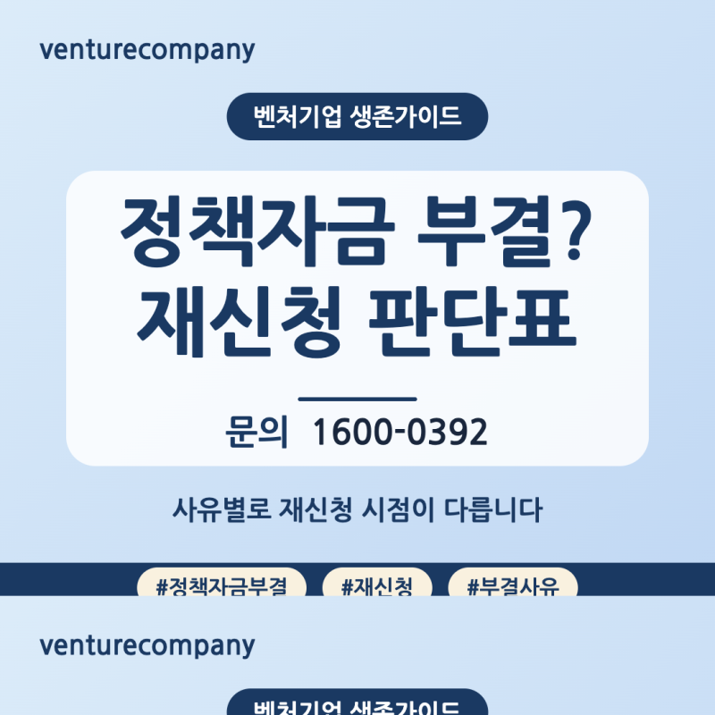 정책자금 부결 통보 받았다면? 사유별 재신청 판단표