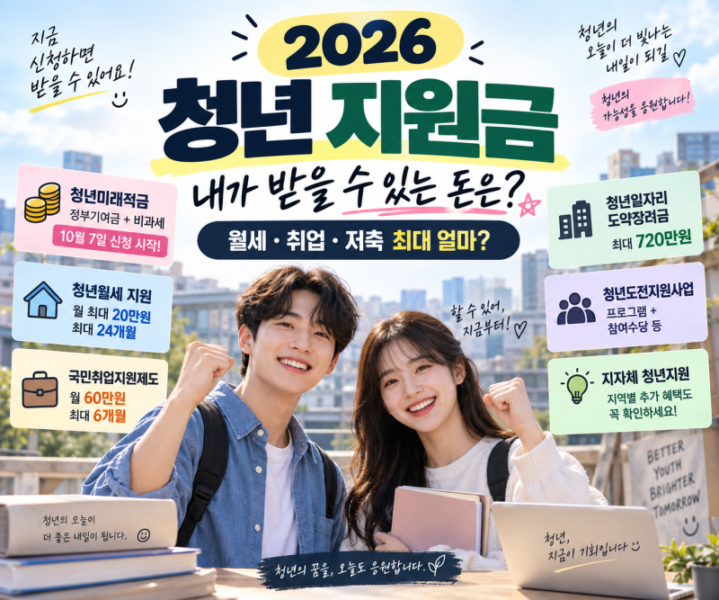 2026 청년 지원금 총정리, 모르면 못 받습니다｜월세·취업·저축 최대 얼마 받을까?