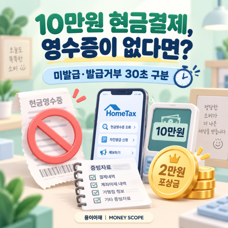 현금영수증 미발급 신고방법 2026｜10만원 현금결제, 포상금은 얼마일까?