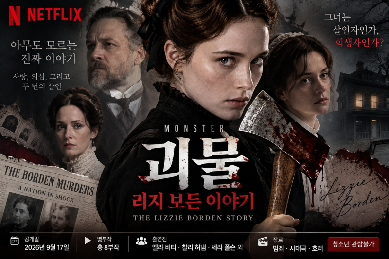 괴물: 리지 보든 이야기 기본정보, 넷플릭스 실화 범죄 시리즈 출연진·몇부작·줄거리