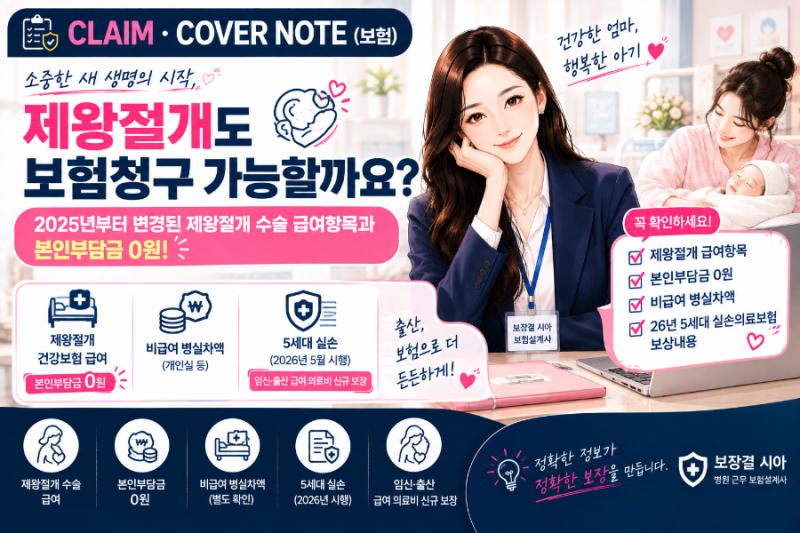 제왕절개도 보험청구 가능할까요?｜2025년부터 본인부담 0원, 비급여 병실차액과 5세대 실손....