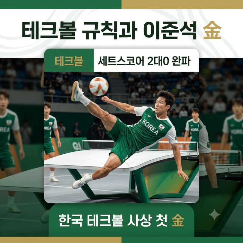 아시안게임 신설 종목 테크볼 경기 방식 및 이준석 우승 스토리