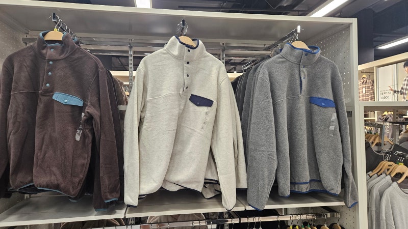 스파오 SPAO 배색 플리스 반오픈 풀오버 남성 여성 착샷 후기｜파타고니아 신칠라와 비교