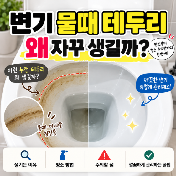 변기 물때 테두리 생기는 이유와 청소 주의점, 누런 얼룩 왜 생길까?