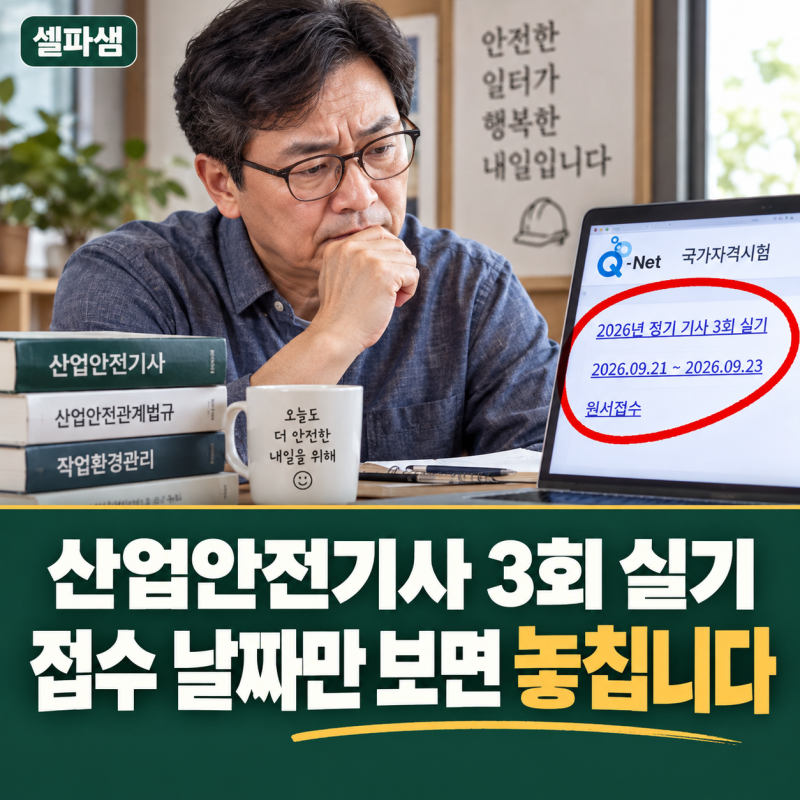 “산업안전기사 3회 실기, 오늘 접수 시작”…원서접수부터 시험일까지 한눈에
