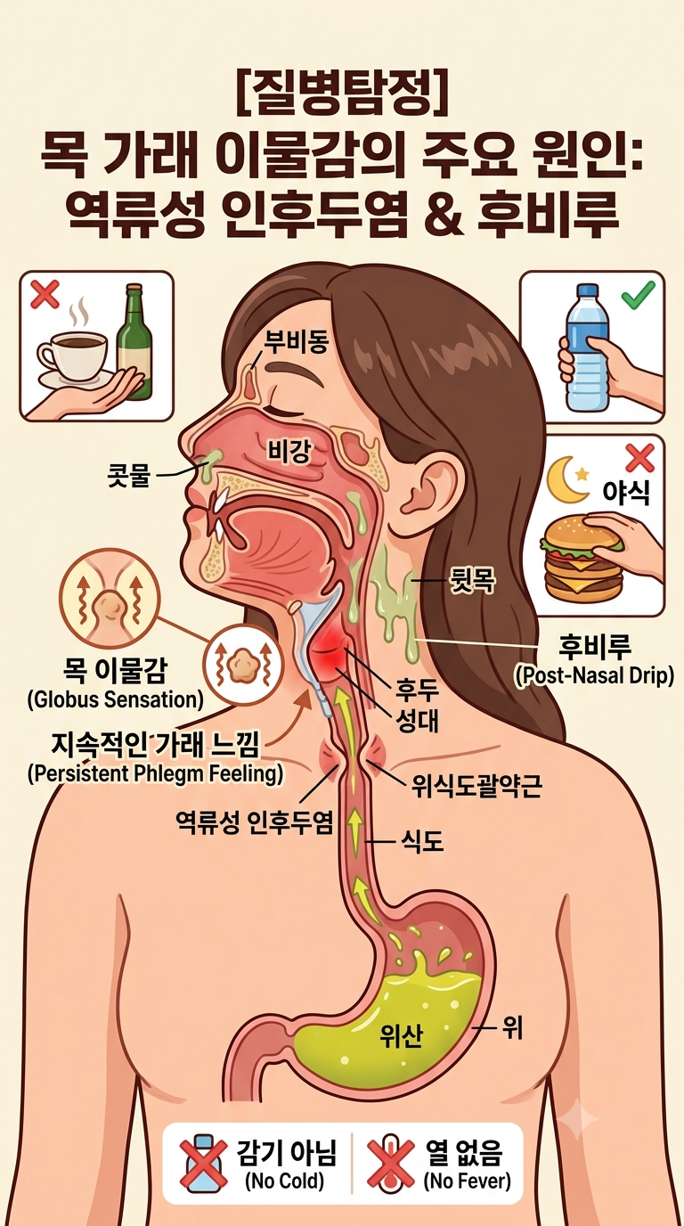 [질병탐정] 감기에 걸리지 않았는데 목에 가래가 계속 낀다면? 원인과 관리법