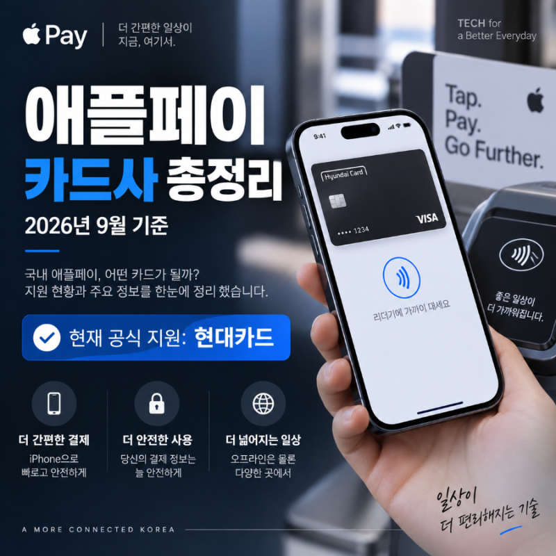 2026 애플페이 카드사 총정리, 현대카드 외 신한·국민카드는 언제 될까?