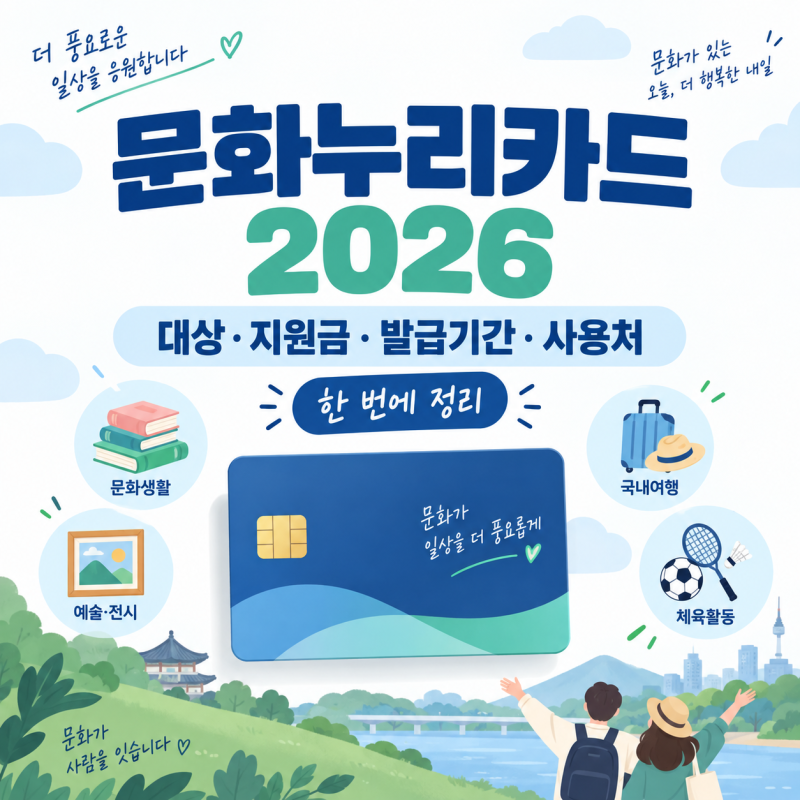 문화누리카드 2026, 대상·지원금·발급기간·사용처 한 번에 정리