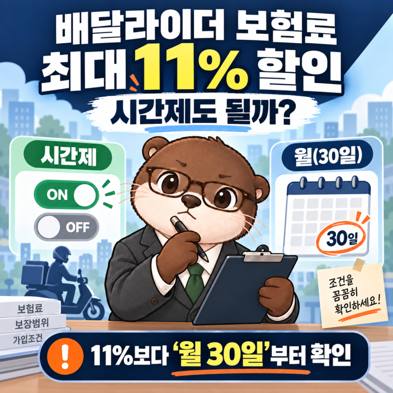 배달라이더 보험료 11% 할인, 시간제 보험도 될까? ‘월 30일’부터 확인하세요