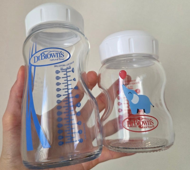닥터브라운 와이드넥 270ml 유리젖병 3개월 아기 사용 후기 닥브 150ml 비교