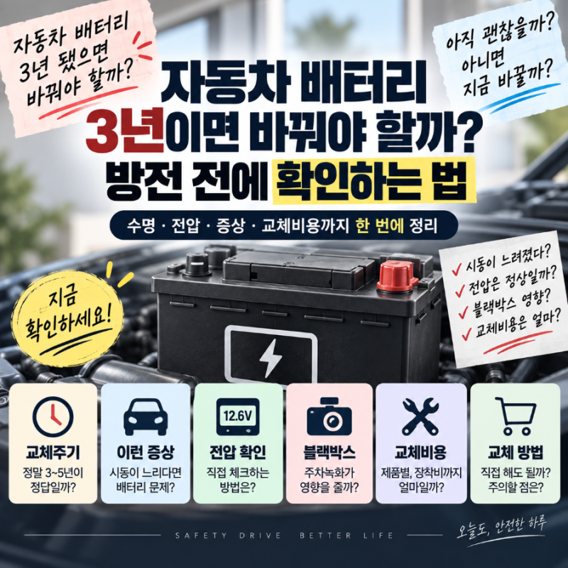 자동차 배터리, 3년 됐으면 바꿔야 할까? 방전 전에 확인하는 법