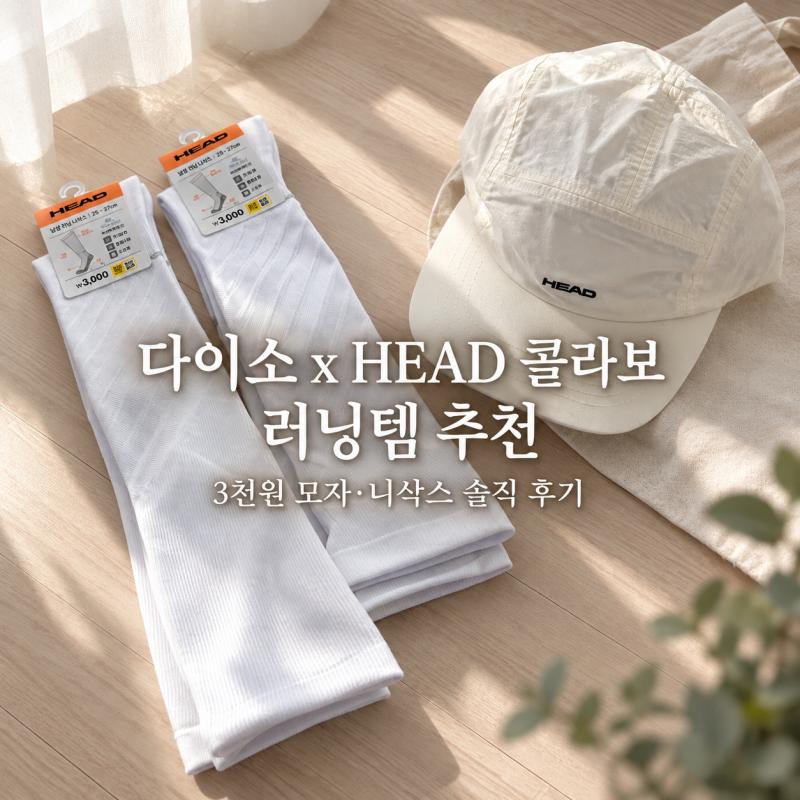 다이소 HEAD 콜라보 러닝템 추천 | 3천원 모자·니삭스 솔직 후기