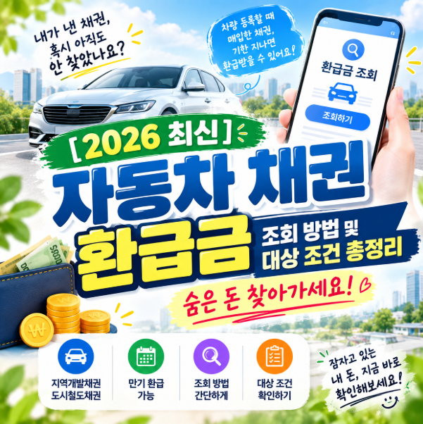 [2026 최신] 자동차 채권 환급금 조회 방법 및 대상 조건 총정리 (숨은 돈 찾아가세요!)