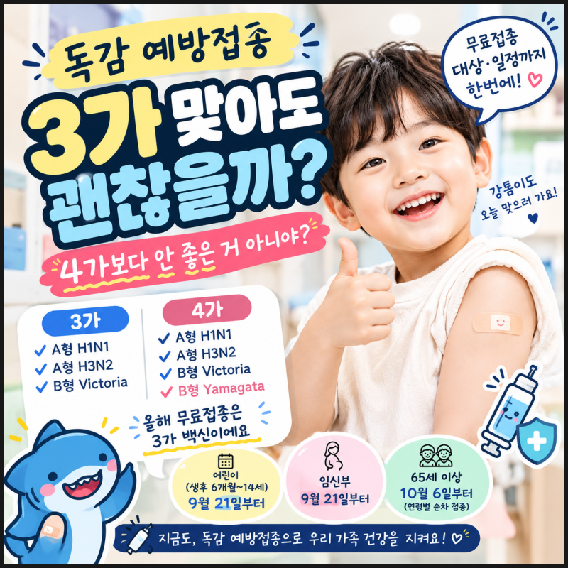 독감 예방접종 3가 맞아도 될까? 4가와 차이 총정리