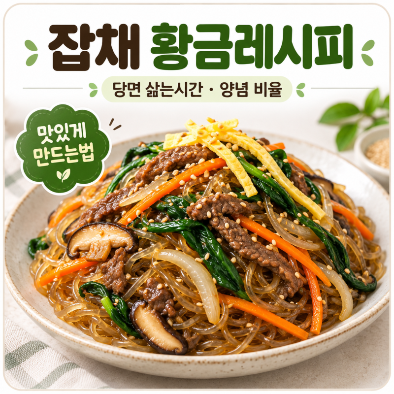 잡채 황금레시피 당면 삶는시간 양념 비율까지 맛있게 만드는법