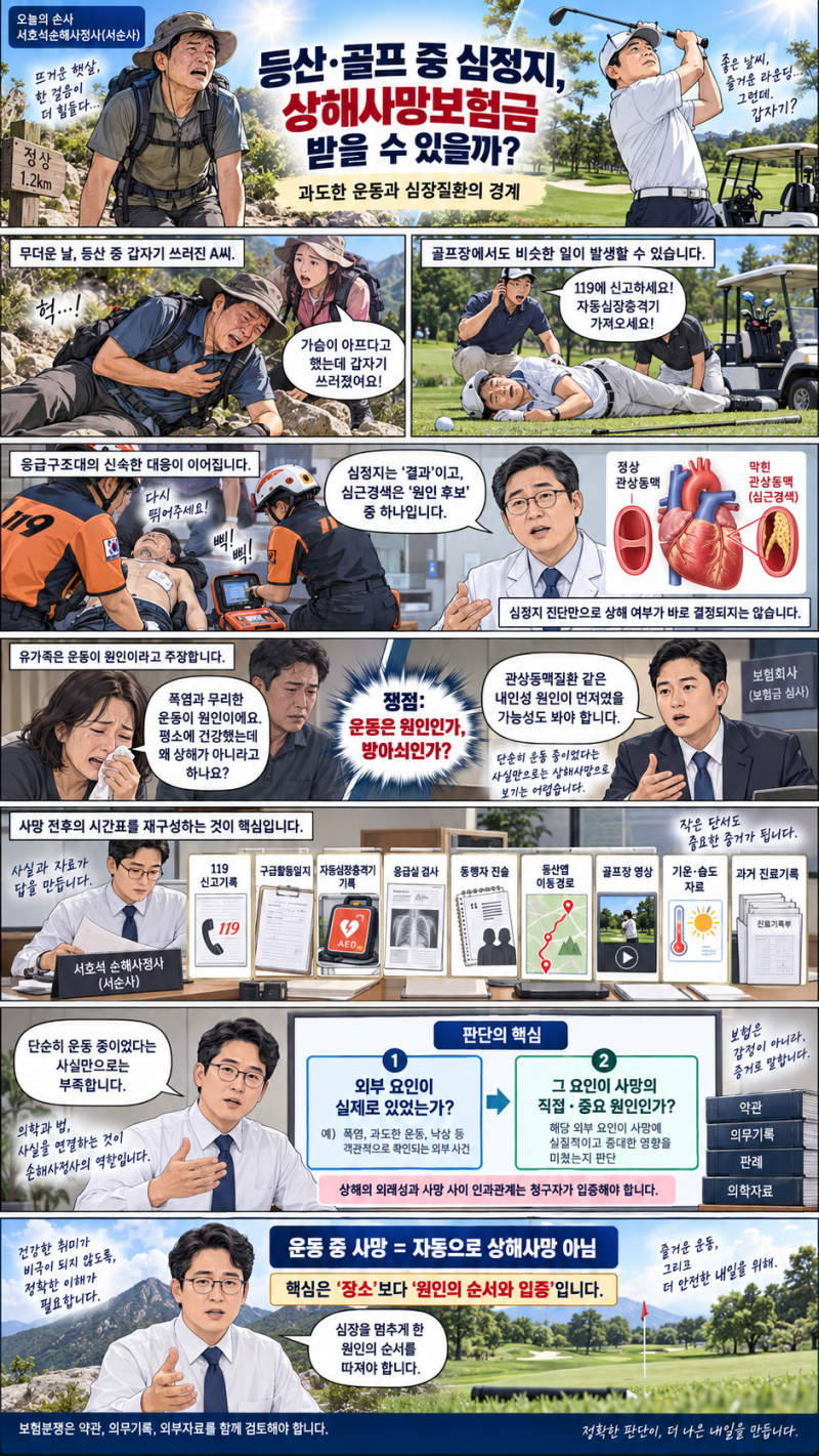 등산·골프 중 심정지, 상해사망보험금 받을 수 있을까?