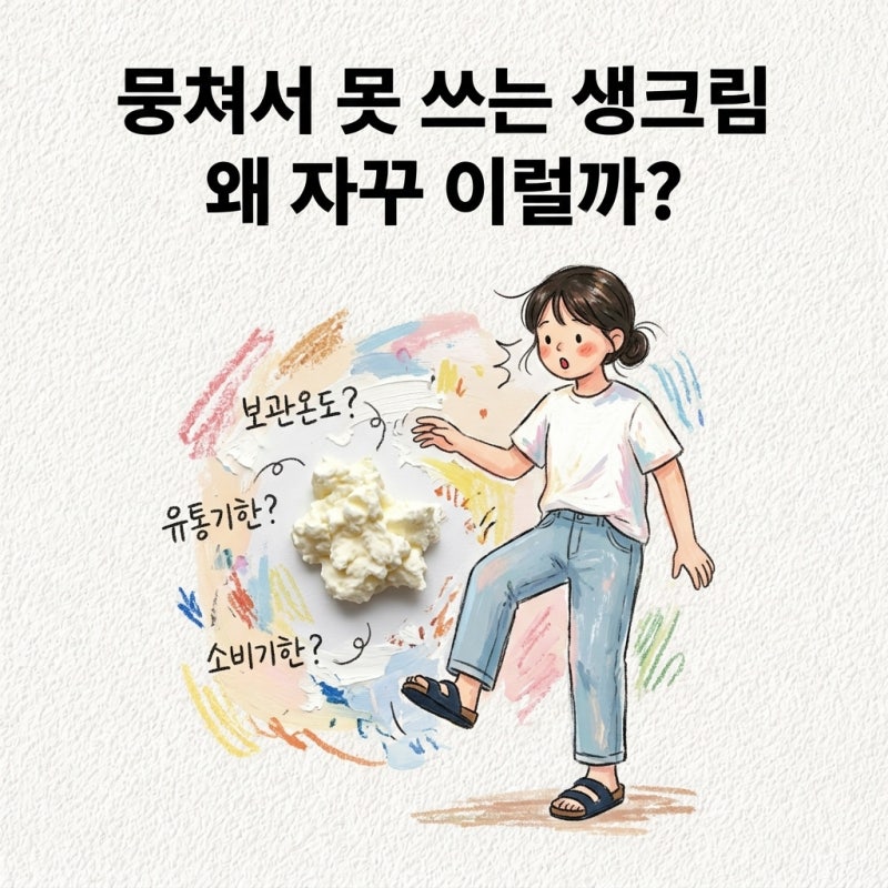 덩어리져서 못 씀 생크림 보관법 보관온도 개봉 후 유통기한 소비기한 분리 냉동보관