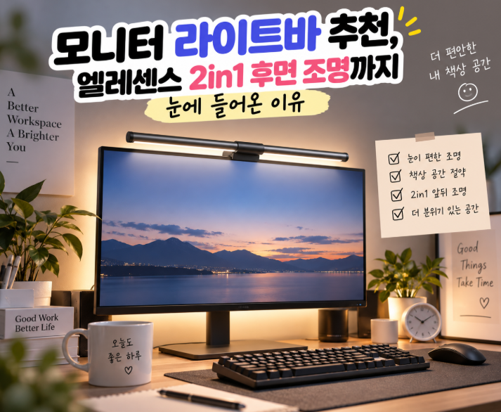 모니터 라이트바 추천, 엘레센스 2in1 후면 조명까지 눈에 들어온 이유