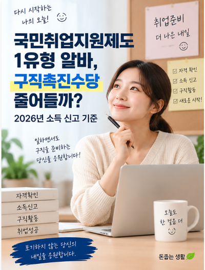 국민취업지원제도 1유형 알바, 구직촉진수당 줄어들까? 2026년 소득 신고 기준