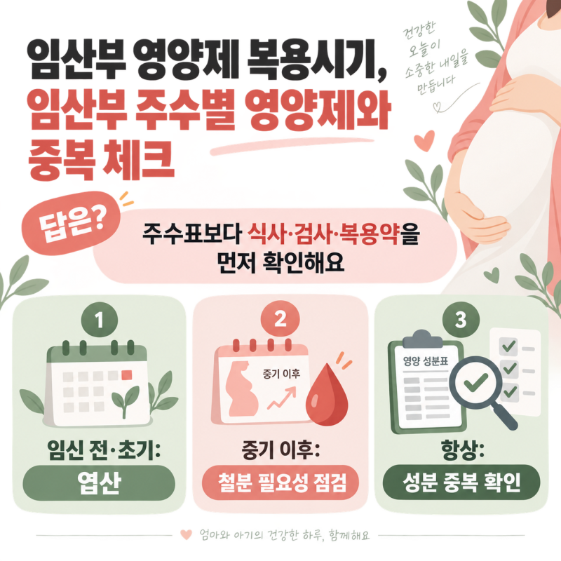 임산부 영양제 복용시기, 임산부 주수별 영양제와 중복 체크
