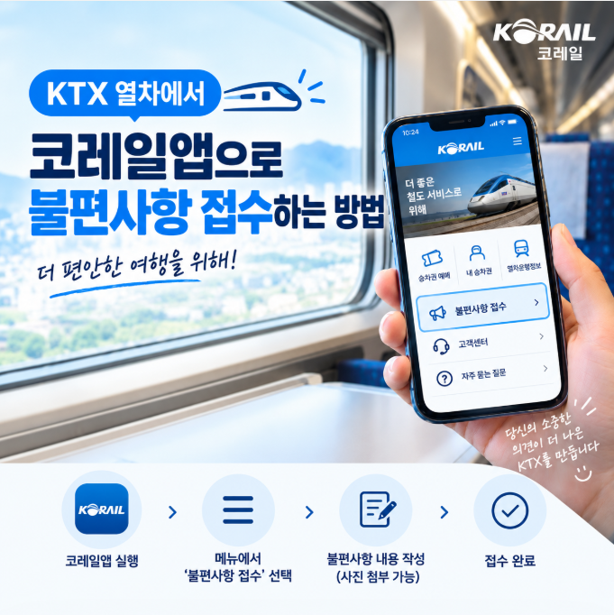 KTX 열차 불편사항 민원신고 : 코레일앱 승무원 호출 방법