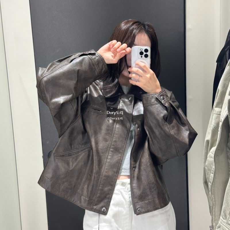 미쏘(MIXXO) 가을 아우터 3종 피팅룸 착샷 리뷰! 레더 자켓 & 코튼 점퍼 품번, 가격, 사이즈 팁 ....
