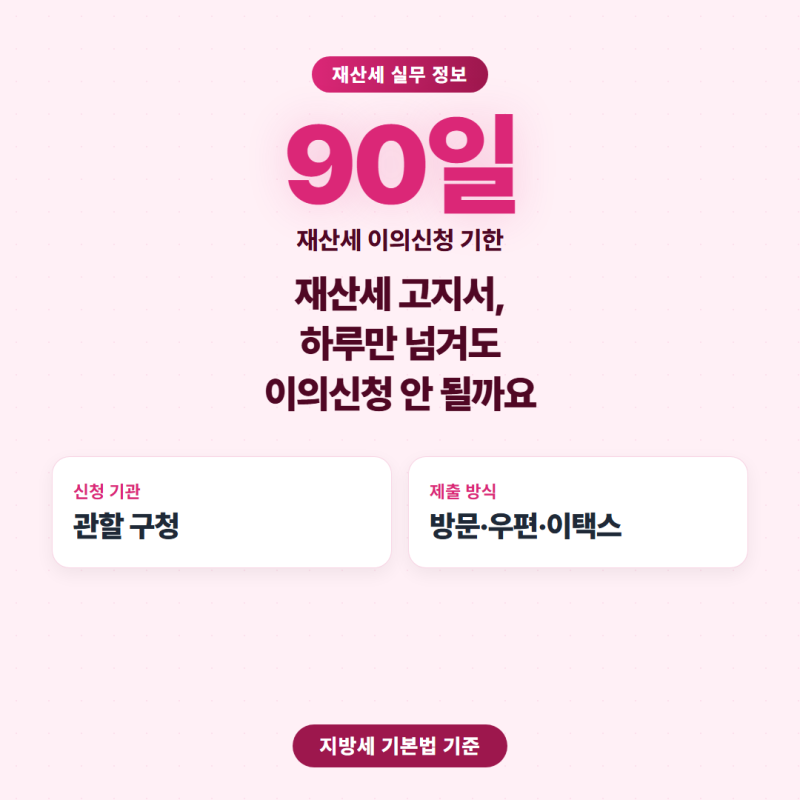재산세 고지서 받고 90일, 이의신청 기한 하루만 넘겨도 안 될까요.