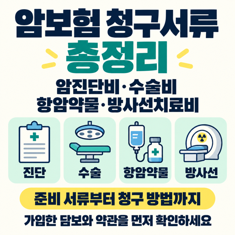 암보험 청구서류 총정리｜암진단비·수술비·항암약물·방사선치료비 청구 방법과 사례