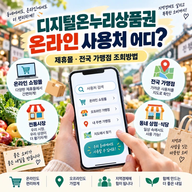 디지털온누리상품권 온라인 사용처 어디? 제휴몰·가맹점 조회방법 총정리