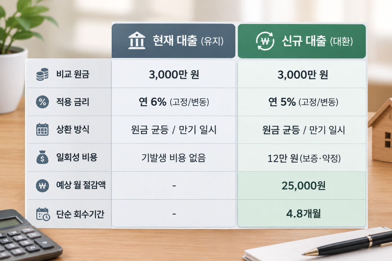 금리 1% p 낮아도 손해 보는 이유? 대환대출 중도상환수수료 회수기간 10분 만에 계산하기