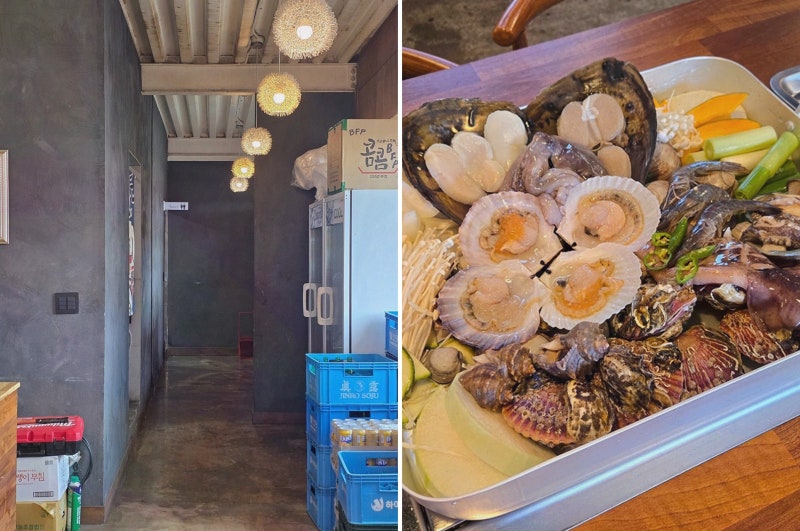 신두리해수욕장맛집 찾으시나요? 어촌집식당 돌문어삼합까지 한상