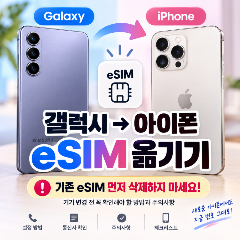 갤럭시에서 아이폰으로 eSIM 옮기기, 바로 전송될까? 기기변경 전 확인할 방법