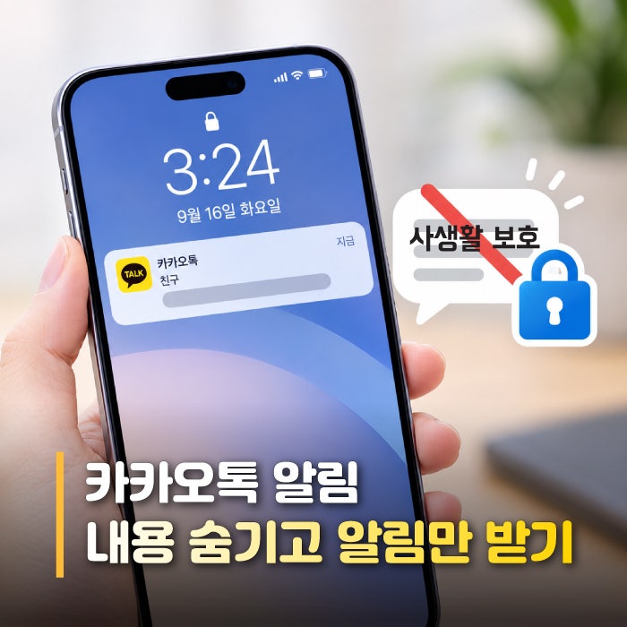 카톡 알림 올 때 내용은 숨기고 알림만 받기, 사생활 보호 설정 팁