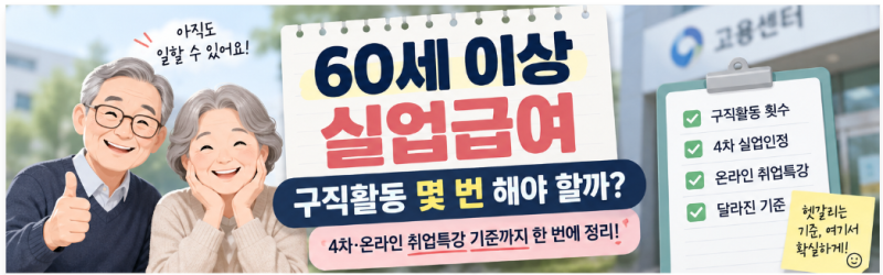 60세 이상 실업급여, 구직활동 몇 번 해야 할까? 4차·온라인 취업특강 기준까지