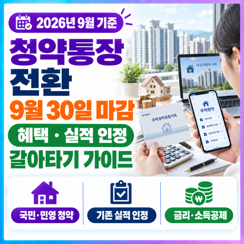 청약통장 전환 갈아타기 기회 2026년 9월 30일 마감! (혜택과 실적 인정 가이드)