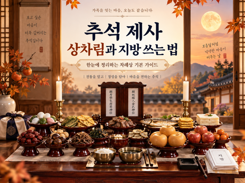 2026 추석 제사 상차림과 지방 쓰는 법 총정리 (차례상 1열~5열 진설법 & 차례 순서)
