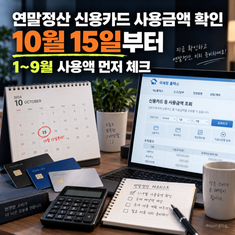 신용카드 올해 얼마나 썼지? 10월 15일부터 연말정산 사용금액 확인 가능