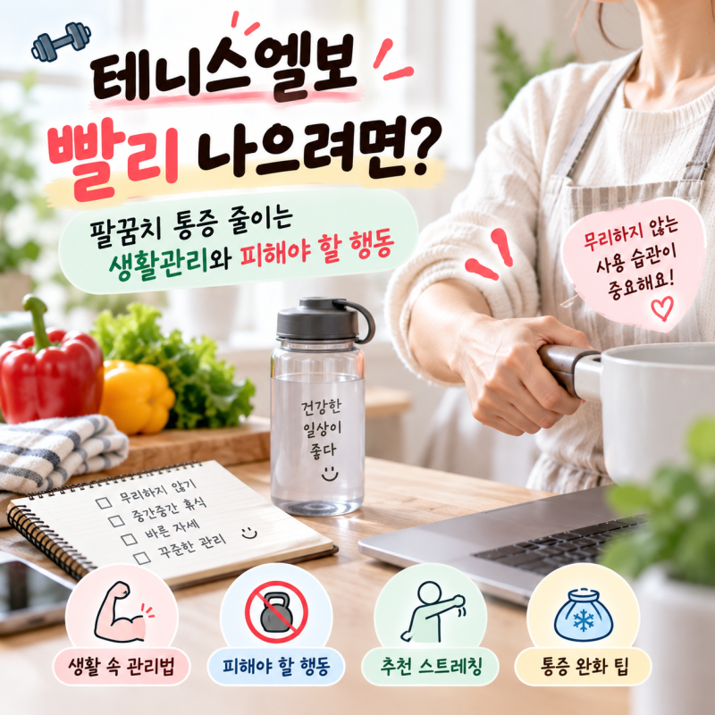 테니스엘보 빨리 나으려면? 팔꿈치 통증 줄이는 생활관리와 피해야 할 행동
