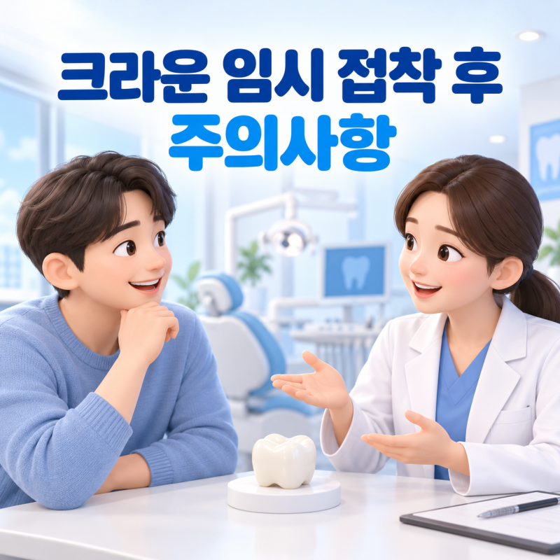 크라운을 임시로 붙인 이유는 무엇이고, 빠지면 어떻게 해야 할까요?