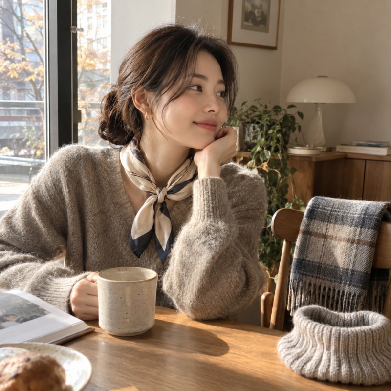 목에 두를 소품 고르기! 실크스카프, 캐시미어 머플러 목도리, 넥워머