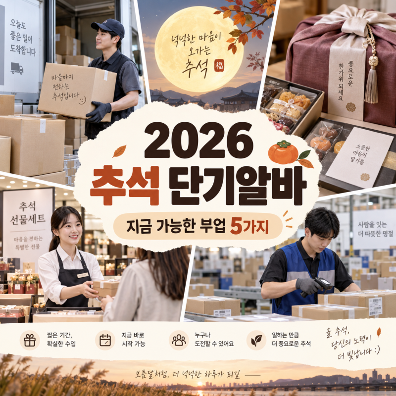 추석 단기알바 추천｜2026년 명절 전에 직장인이 할 수 있는 현실적인 부업 5가지