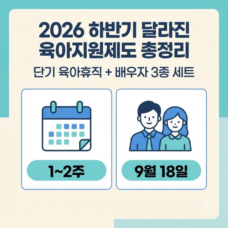 2026 하반기 달라진 육아지원제도 총정리 | 단기 육아휴직 + 배우자 3종 세트 핵심 정리