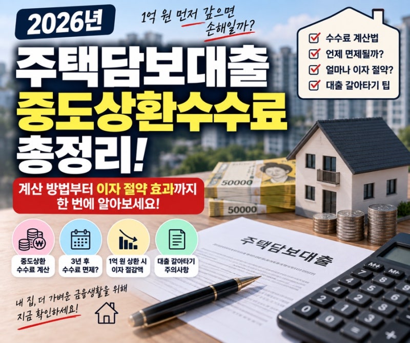 2026년 주택담보대출 중도상환수수료 총정리! 1억 원 먼저 갚으면 손해일까?