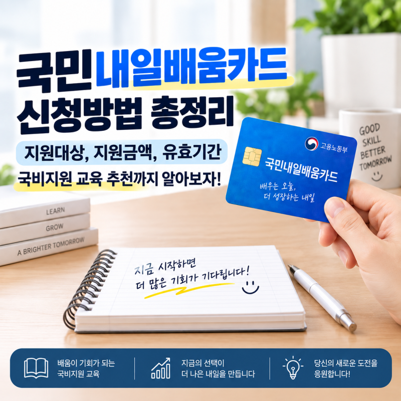 (고용24) 2026 국민 내일배움카드 신청방법 총정리 지원대상,지원금액,유효기간 국비지원 교육....